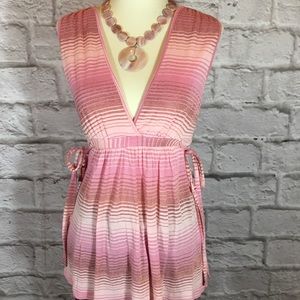 Ella Moss size S tunic top pink gold stripe